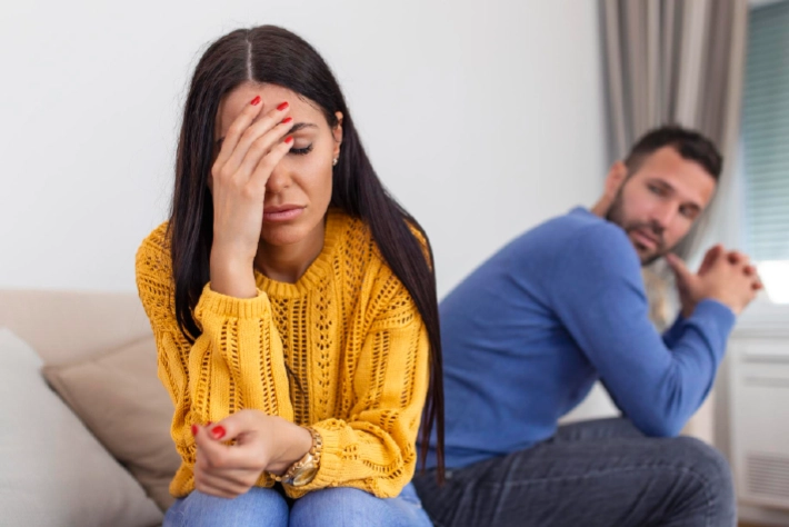 Spouses experiencing emotional stress during a high-conflict divorce process in Columbus, Ohio